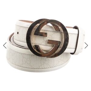 Gucci Cream Belt with Gold Buckle